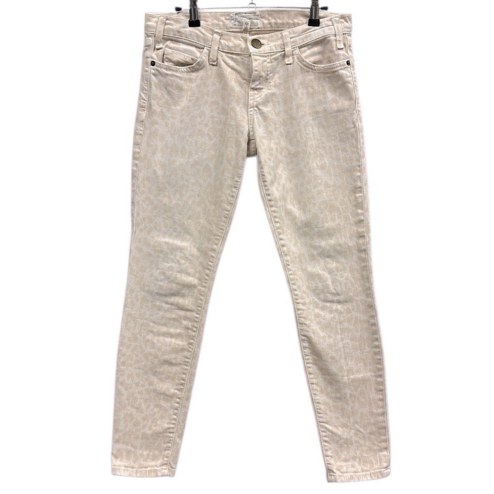 Current Elliott Cream Pink Leopard Print Skinny Stiletto Ankle Jeans Womens 26